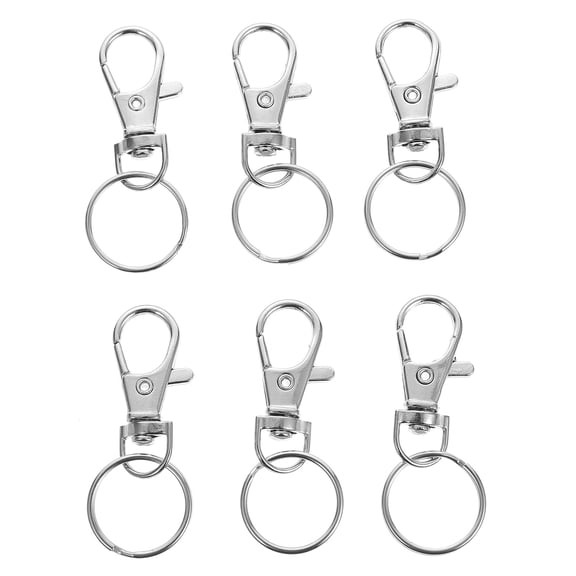 YSNOOWE Keychain Making Supplies Metal Clasp Buckle 100 Sets Silver Alloy