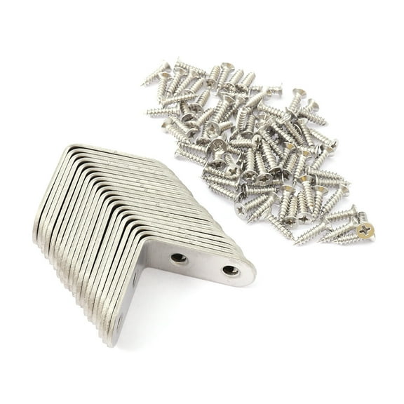 YSNOOWE Right Angle Support 20Pcs 2Mm Thick Stainless Steel 4X4X1.6In for Furniture Fastening 80Pcs Screws