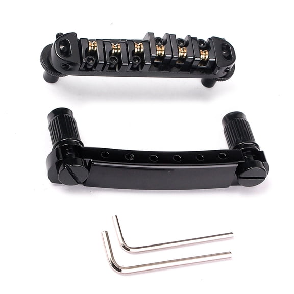 YSNOOWE Roller String Saddle Bridge 1Pack for Style Electric Guitar Part Metal Black