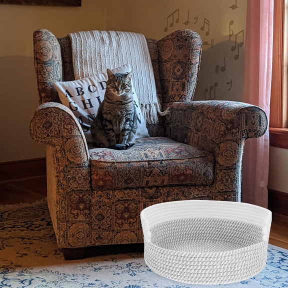 YSNOOWE Indoor Grey Cat Bed Woven with Cotton Rope Soft Comfortable Pet Nest