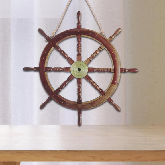 YSNOOWE Wooden Ship Wheel Wall Decor 17.7 Inch Rustic Coastal Hanging