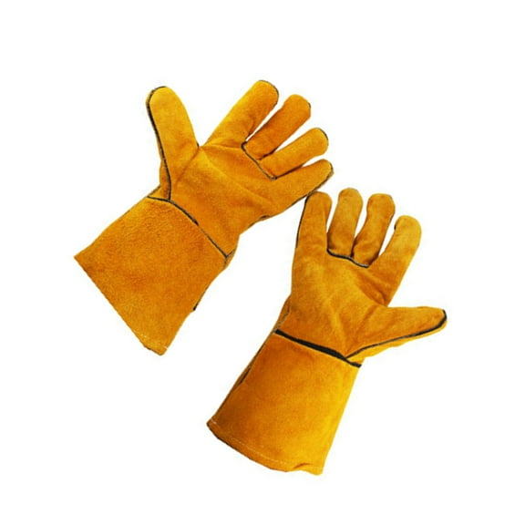 YSNOOWE Yellow Leather Garden Weeding Gloves 1 Pair for Gardeners and Workers