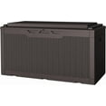 thumbnail image 1 of YSNW 100 Gallon Resin Deck Box with Cushion, Waterproof Outdoor Storage Box with Lockable Lid for Garden Tools, Patio Cushions (Brown), 1 of 16