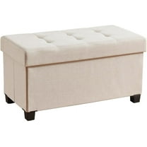 YSNW 30 Inch Storage Ottoman, Large Storage Bench, Ottoman with Storage with Legs, Foot Rest Stool, Bedroom Bench - Beige