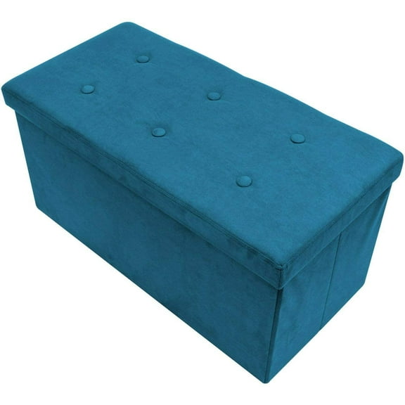 YSNW 30-Inch Tufted Footrest, Linen Chest, or Bench with Removable Bin for Living Room, Bedroom, or Dorm by Lavish Home(Teal)
