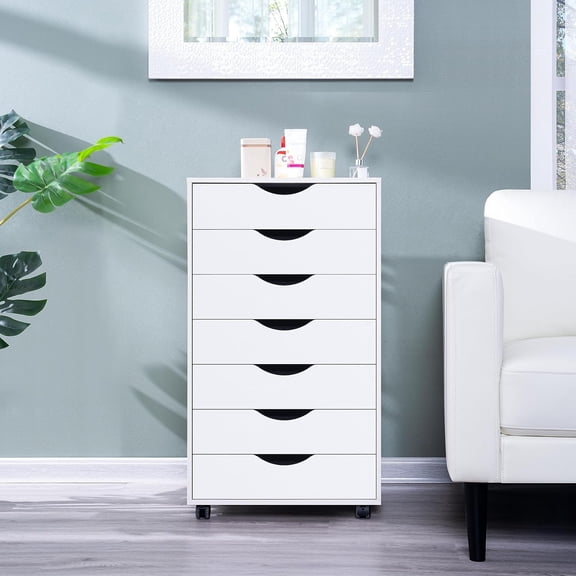YSNW 7-Drawer Unit Craft Storage Cabinet Makeup Organization and Storage Drawers White