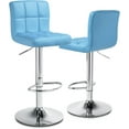 thumbnail image 1 of YSNW Bar Stools Set of 2, PU Leather Counter Height Barstools Armless Adjustable Swivel Bar Chairs with High Back for Home Kitchen Pub, Sky Blue, 1 of 18