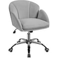 thumbnail image 1 of YSNW Cute Velvet Desk Chair for Home Office, Makeup Vanity Chair with Armrests for Bedroom Modern Swivel Rolling Chair for Women Light Gray, 1 of 17