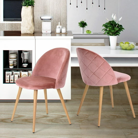 YSNW Dining Chairs Set of 2 Velvet Kitchen Chairs Set of 2, Scandinavian Style Accent Chair Set for Living Dining Room Lounge, Metal Legs and Soft Seats, 2PCS (Rose)