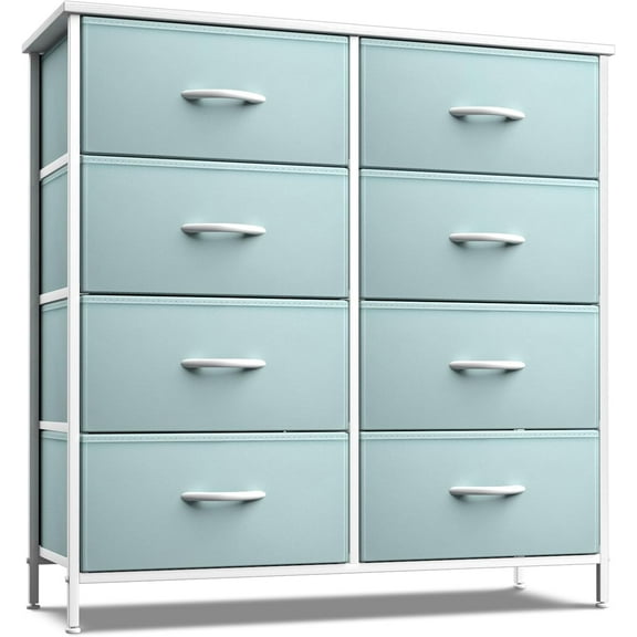 YSNW Dresser with 8 Drawers - Storage Unit Organizer Chest for Clothes - Bedroom, Kids Room, Nursery, & Closet (Aqua, 31.5 x 12 x 32-8 Drawer)