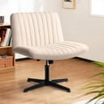 thumbnail image 1 of YSNW Fabric Padded Desk Chair No Wheels, Armless Wide Swivel,120° Rocking Mid Back Ergonomic Computer Task Vanity Chairs for Office, Home, Make Up,Small Space, Bed Room,Beige, 1 of 11