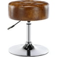 thumbnail image 1 of YSNW Faux Leather Vanity Chair, Swivel Makeup Stool Living Room Chair Upholstered Round Ottoman Stool Chair for Bedroom Entryway, Yellowish Brown, 1 of 15