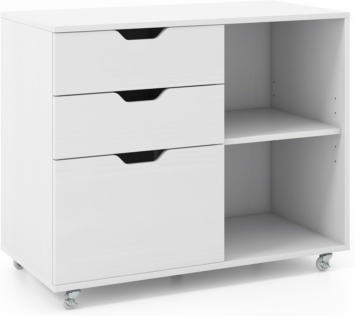Universal File Drawer YSNW File Cabinet, Mobile Filing Cabinet w/Universal Wheels & 3 Drawers ...