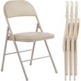 thumbnail image 1 of YSNW Folding Chairs 4 Pack, Portable Stackable Commercial Chair, Indoor Outdoor Padded Leather Chair with Sturdy Metal Frame, for Home, Office, or Party Events.(Kahki), 1 of 8