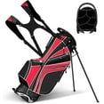 thumbnail image 1 of YSNW Golf Stand Bag with 6 Way Top Dividers, Lightweight Golf Bag with Adjustable Dual Strap & 8 Pockets, Waterproof Rain Hood, Portable for Men Women（Red）, 1 of 18