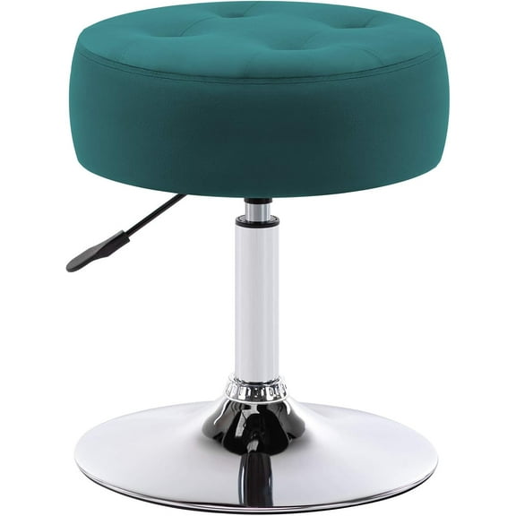 YSNW Modern Velvet Vanity Stool Makeup Stool Vanity Chair Height Adjustable Swivel Stool Round Ottoman Atrovirens