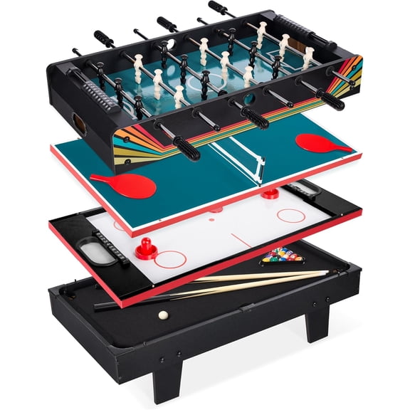 YSNW Multi-Game Table Series – Interactive 4-in-1 and 11-in-1 Game Tables for Kids with Foosball, Air Hockey, Billiards, Ping Pong & More(4-in-1 Arcade)