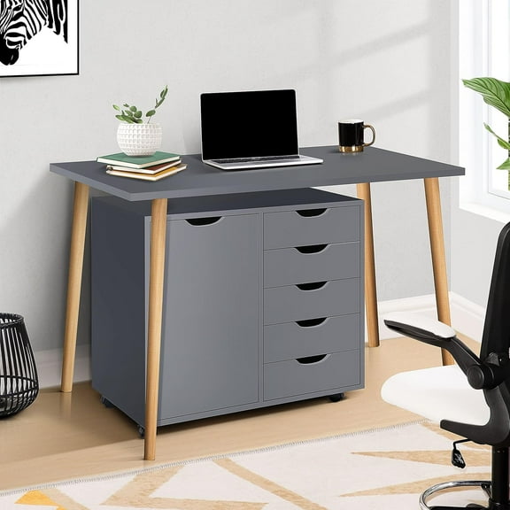 YSNW Office File Cabinets Wooden File Cabinets for Home Office Lateral Cabinet Wood Cabinet Mobile Mobile Storage Filing Storage Drawer Gray 5 Drawer with Shelf