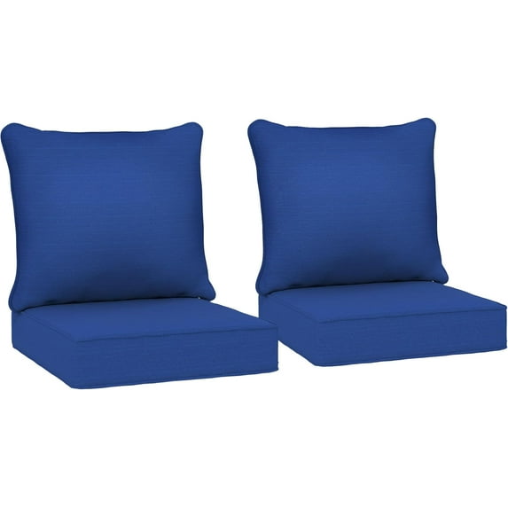 YSNW Outdoor Chair Cushions Set of 2, Fade Resistant, 24 x 24 in Deep Seat, Patio Cushions for Chair, Sofa, and Outdoor Furniture, Navy Blue