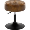 thumbnail image 1 of YSNW Round Leather Vanity Cute Ottoman Stool Seat, Modern Makeup Accent Stool for Bedroom Living Room Bathroom(Pu-yellow Brown), 1 of 17