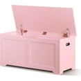thumbnail image 1 of YSNW Storage Chest, 39 inches Chest Box Organizer with 2 Safety Hinges, Wooden Entryway Shoe Organizer Storage Bench, Pink, 1 of 9