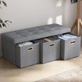 thumbnail image 1 of YSNW Storage Ottoman with 3 Drawers, 40 Inches Long Foldable Tufted Linen Large Bench Ottoman with Storage, Foot Rest Stool Seat, for Living Room, Bedroom, Entryway, Gray, 1 of 14