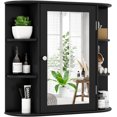 thumbnail image 1 of YSNW Wall-Mounted Bathroom Cabinet with Mirror, Space-Saving Storage Organizer with Adjustable Shelves and Open Compartments (Black), 1 of 10
