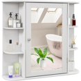 thumbnail image 1 of YSNW Wall-Mounted Bathroom Cabinet with Mirror, Space-Saving Storage Organizer with Adjustable Shelves and Open Compartments (White), 1 of 7