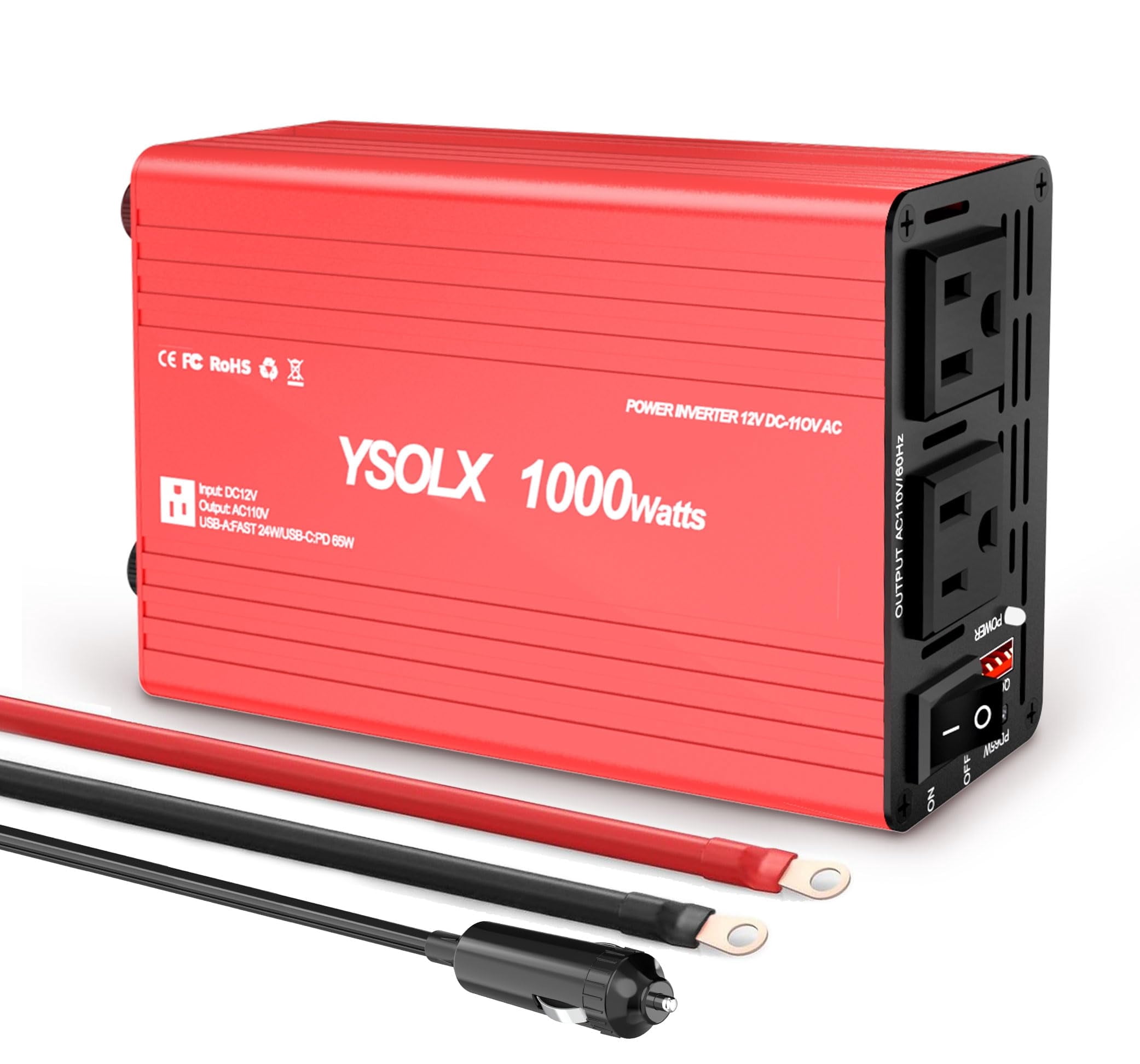 BELTTT 500W Car Power Inverter - DC 12V To AC 110V With 2 Outlets, 4 USB Ports, LCD Display - View #3