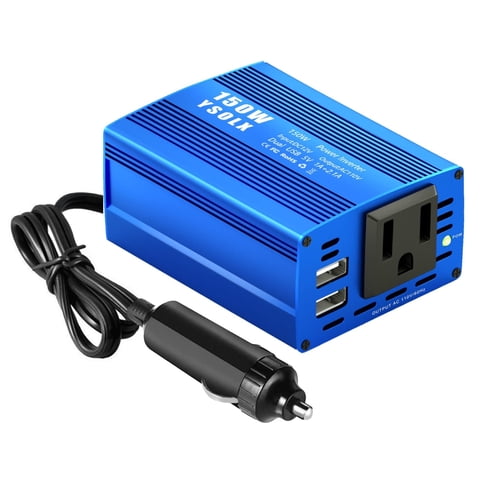 YSOLX 150W Car Power Inverter for Vehicles DC 12V to 110V AC Converter with 3.1A Dual USB Adapter