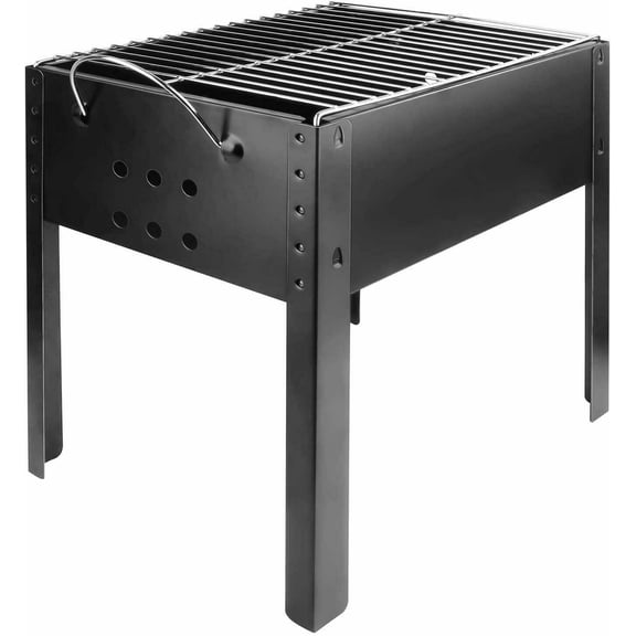 YSSOA 14 Portable Grill Charcoa Barbecue Grill, Small D, Portable Grill,Detachable Grill , Mini Tabletop Camping Grill BBQ, Black