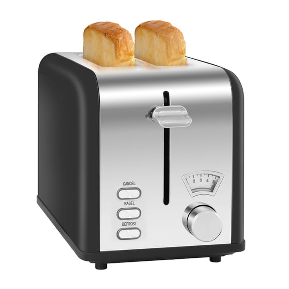 YSSOA 2-Slice Toaster with Extra Wide Slot & Removable Tray, 5 Browning Setting and 3 Function: Bagel/Defrost/Cancel, Retro Stainless-Steel Style, Compact Oven, for Bread & Waffle, New Black Y101
