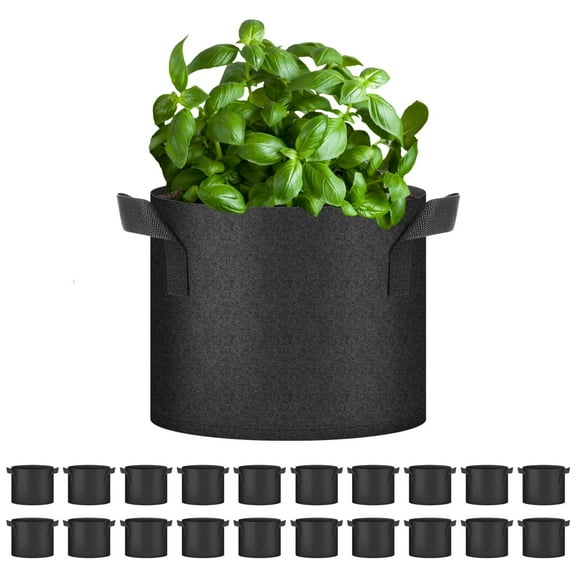 YSSOA 20-Pack 5 Gallon Grow Bags, Tomoato Plant Pots with Handles, Heavy Duty Nonwoven Fabric Gardening Planter for Vegetable, Fruits and Flowers, Black