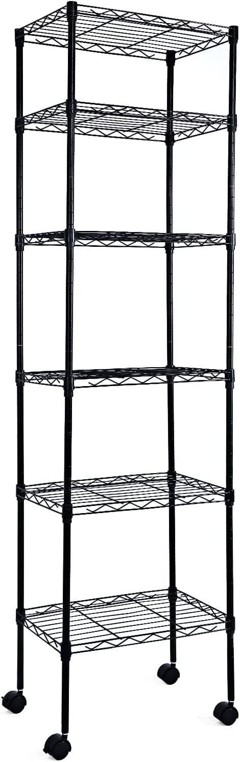 YSSOA 6-Tier Storage Shelving Units with Wheels 17'' D x 11'' W x 65'' H