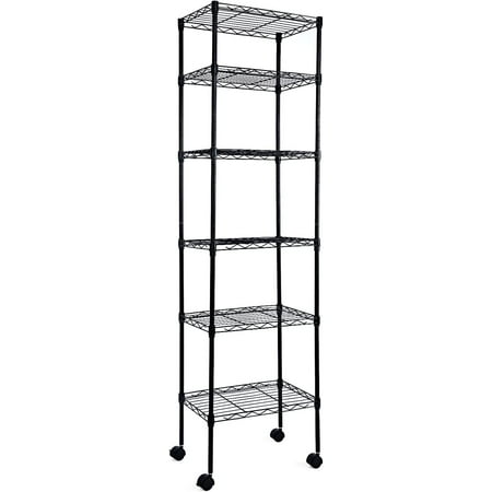 YSSOA 6-Tier Storage Shelving Units with Wheels 17'' D x 11'' W x 65'' H