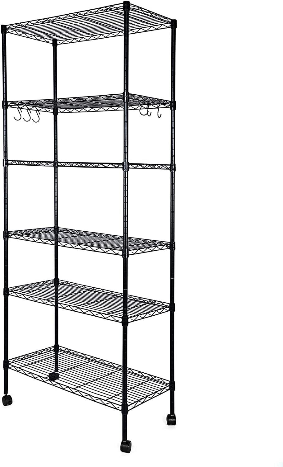 YSSOA 6-Tier Storage Shelving Units with Wheels, 30 "D x 14" W x 65 "H