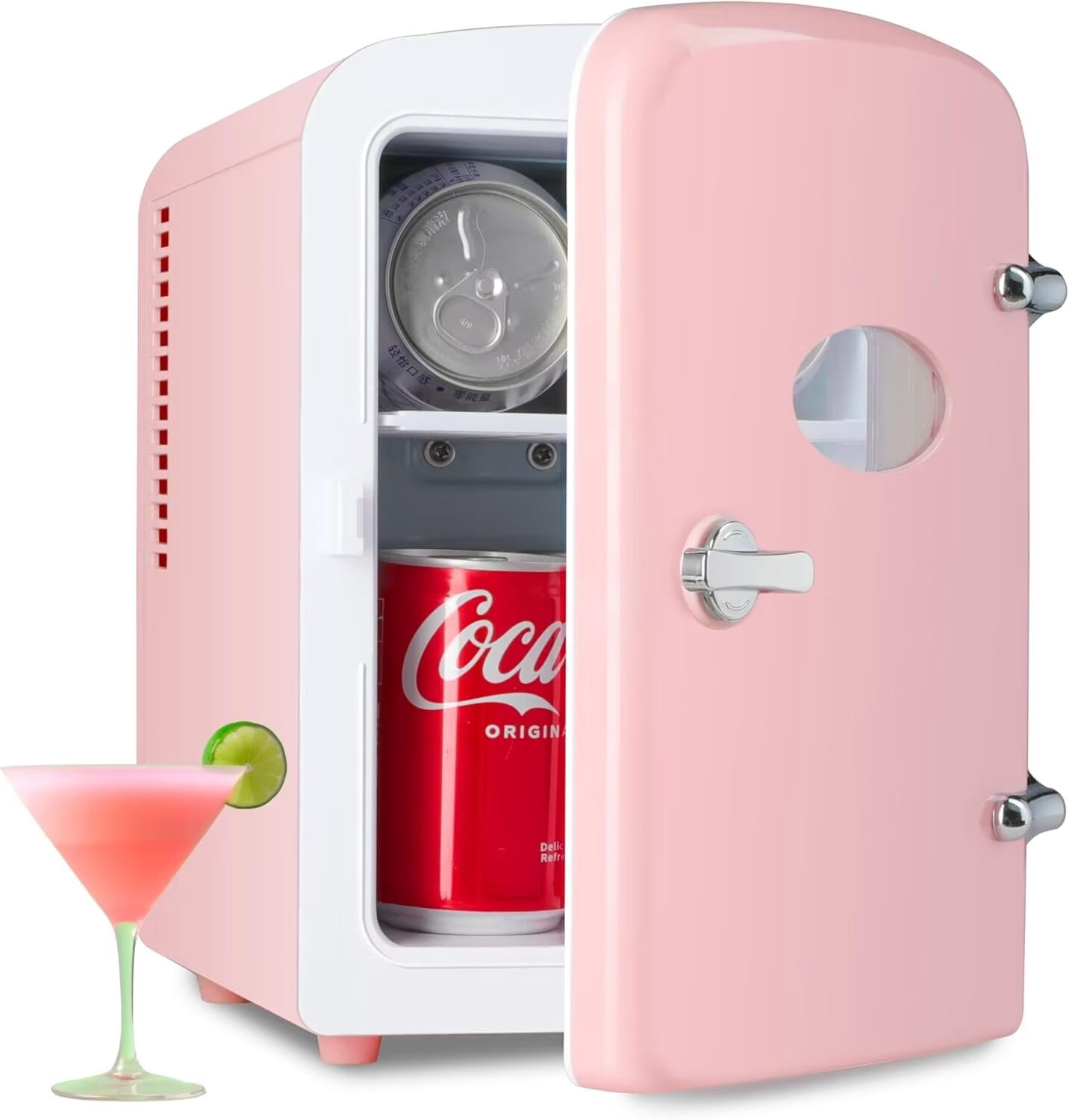 YSSOA 6L/9 Can Mini Fridge - Portable Cooler & Warmer with Window, Freon-Free Aesthetic Fridge for Skincare/Beverage, Pink