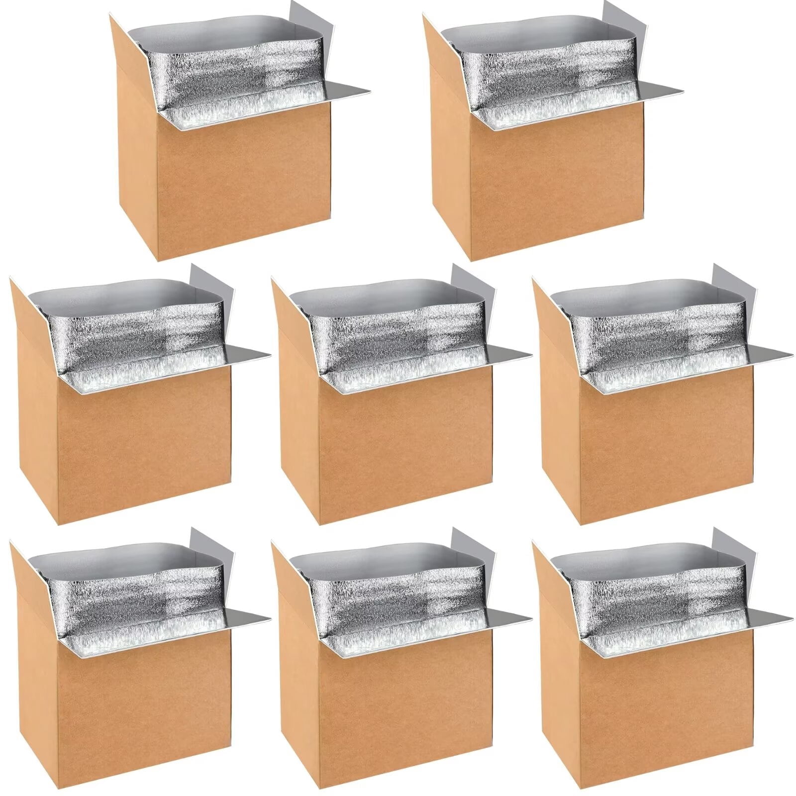 YSSOA 8 Pack 19"x12"x16" Insulated Shipping Boxes with Aluminum Foil Liner,Thermal Insulation Cold Pack Shipping Boxes for Frozen , Reusable Styrofoam Cooler Box, Small Mailing Box