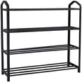 thumbnail image 1 of YSSOA Stackable Shoe Rack, 4 Tier Metal Shoes Rack Storage Shelf, Holds up to 12-16 Pairs Shoes, Black, 1 of 7