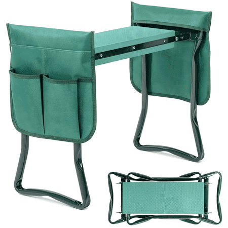 YSSOA Garden Kneeler and Seat, Foldable Garden Stool with Soft EVA Foam Pad and 2 Tool Pouch, Outdoor Portable Kneeling Bench for Gardening, Fishing, Camping, 1 Pack