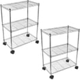 thumbnail image 1 of YSSOA Heavy Duty 3-Shelf Shelving with Wheels, Adjustable Storage Units, 24" W x 14" D x 30" H, Chrome，2 Pack, 1 of 7