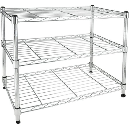 YSSOA Heavy Duty 3-Shelf Shelving with Wheels, Adjustable Storage Units, Steel Organizer Wire Rack, Plug Version