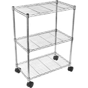 YSSOA Heavy Duty 3-Shelf Shelving with Wheels, Adjustable Storage Units, Steel Organizer Wire Rack, Chrome