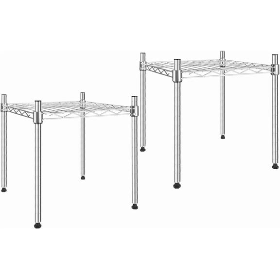 YSSOA Heavy Duty Shelving Unit, Wire Metal Stackable Storage, 1-Tier Shelf, Chrome, 15" W x 13.8" D x 15" H, 2 Pack
