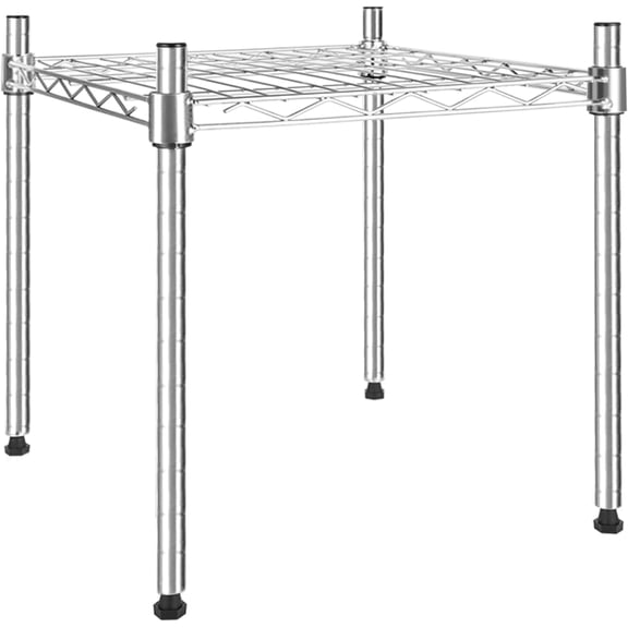 YSSOA Heavy Duty Shelving Unit, Wire Metal Stackable Storage, 1-Tier Shelf, Chrome, 15" W x 13.8" D x 15" H
