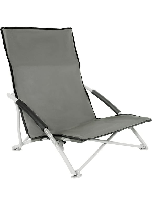 YSSOA Low Seat Lightweight Folding Beach Chair for Adults with Carry Bag, High Back Mesh Back Sand Chair
