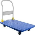 thumbnail image 1 of YSSOA Platform Truck with 440lb Weight Capacity and 360 Degree Swivel Wheels, Foldable Push Hand Cart for Loading and Storage, Blue, 1 of 8