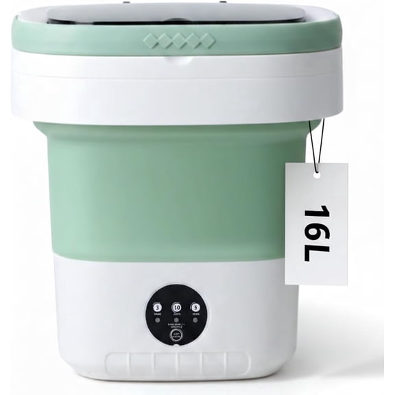 YSSOA Portable Washing Machine, 16L Foldable Mini Washer with Spin Basket for Underwear, Socks & Small Laundry, Green