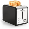 thumbnail image 1 of YSSOA Stainless Steel 2 Slice Toaster, 6 Browning Setting and Bagel/Defrost/Cancel Functions, Retro Compact Oven, Extra Wide Slot, Removable Crumb Tray, Black, 1 of 7