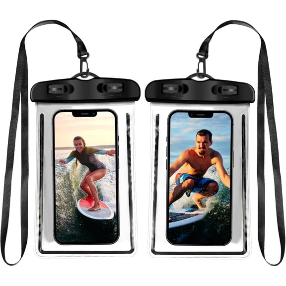 YSSOA Waterproof Cell Phone Case 2 Packs Waterproof Cell Phone Pouch for iPhone 16 15 14 13 12 11 Pro Max Mini XS XR 8 7 6S, Samsung Galaxy S21 S20 S10, Up to 7", Black